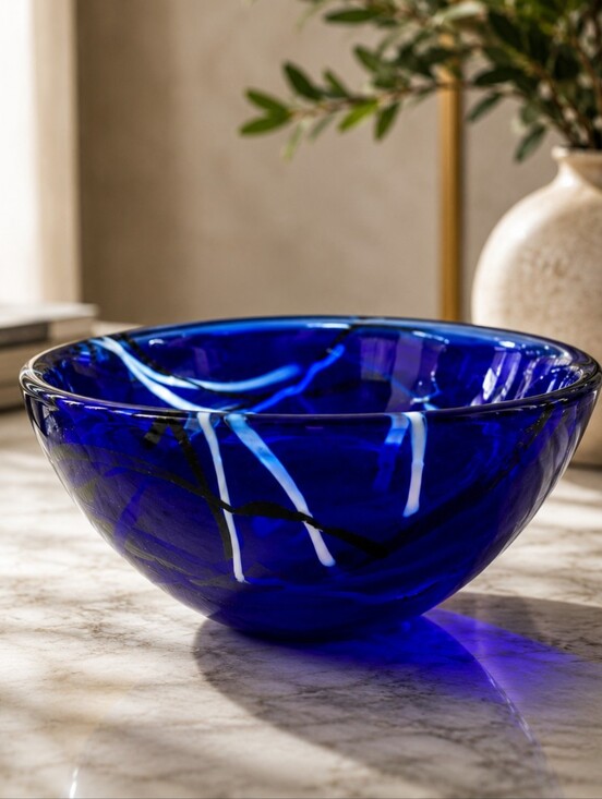Kosta Boda Other - Kosta Boda Cobalt Blue Art Glass Bowl by Anna Ehrner 9" Sweden Signed